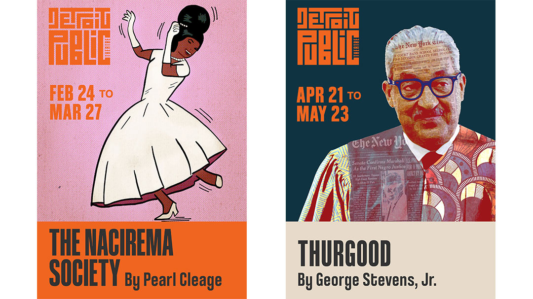 Marketing posters for The Nacirema Society and Thurgood
